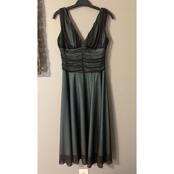 Connected Dress Sheer Brown Blue 12 Flowy A Line Party Wedding Cruise Washable - Picture 5 of 6